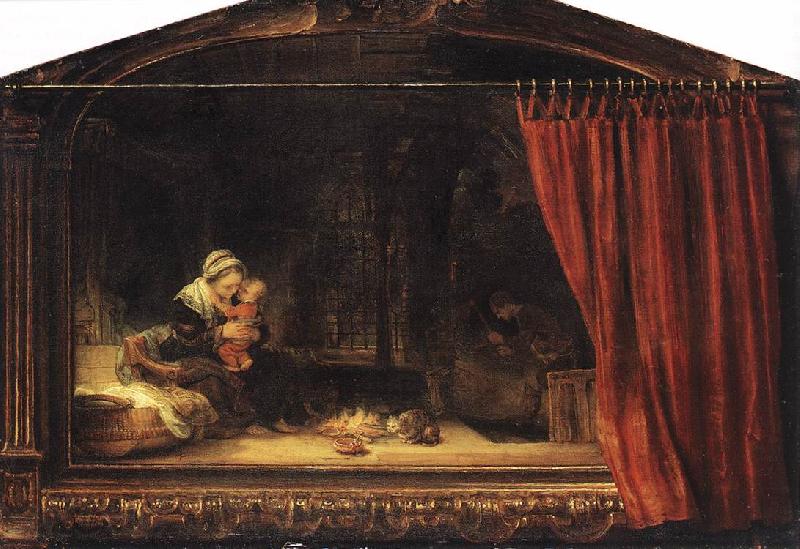 REMBRANDT Harmenszoon van Rijn The Holy Family with a Curtain Spain oil painting art